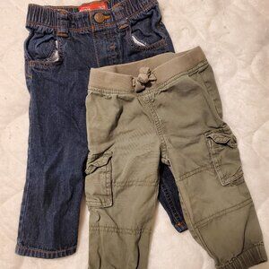 Bundle of 2 Old Navy Toddler Boys Pants Green & Blue 12-18 Months